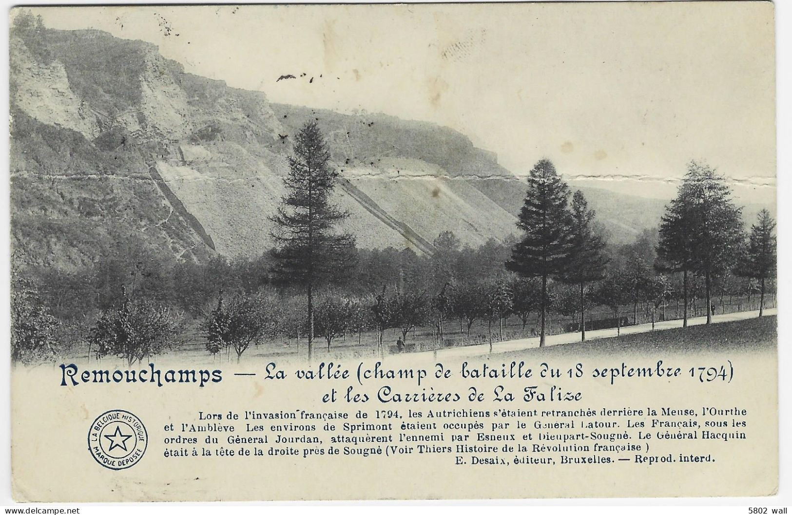 REMOUCHAMPS : La Vallée Et Les Carrières De La Falize - 1919 - Aywaille