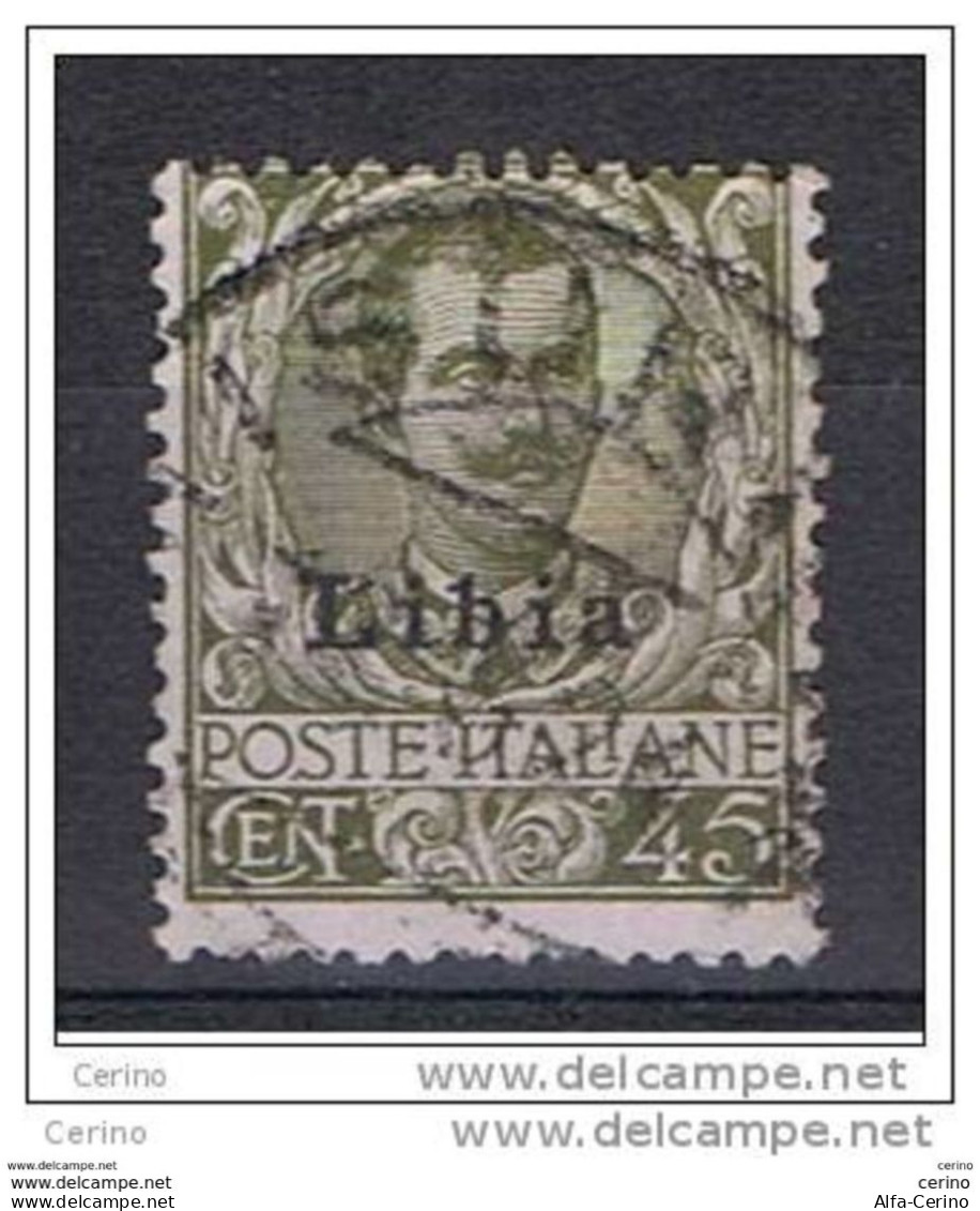 LIBIA:  1917/18  SOPRASTAMPATO  -  45 C. OLIVA  US. -  SASS. 18 - Libia