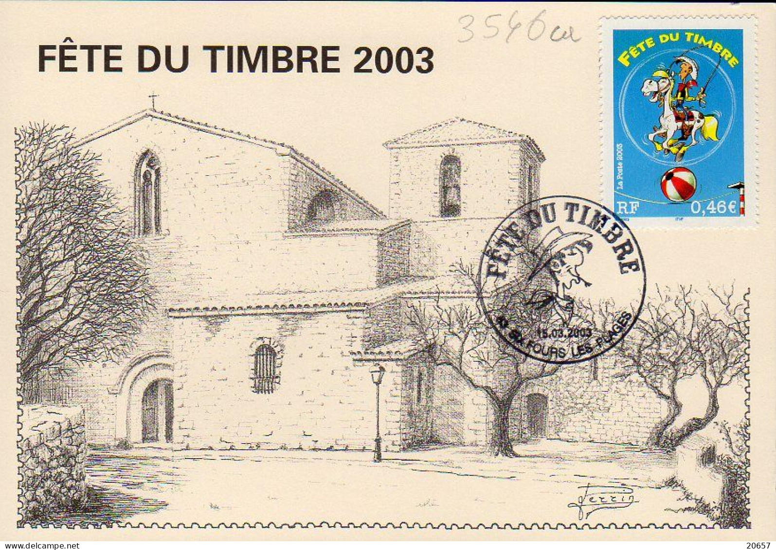 France 3546 Fdc Fête Du Timbre, Lucky Luke, Cheval, Cirque, Mas De Provence - Bandes Dessinées