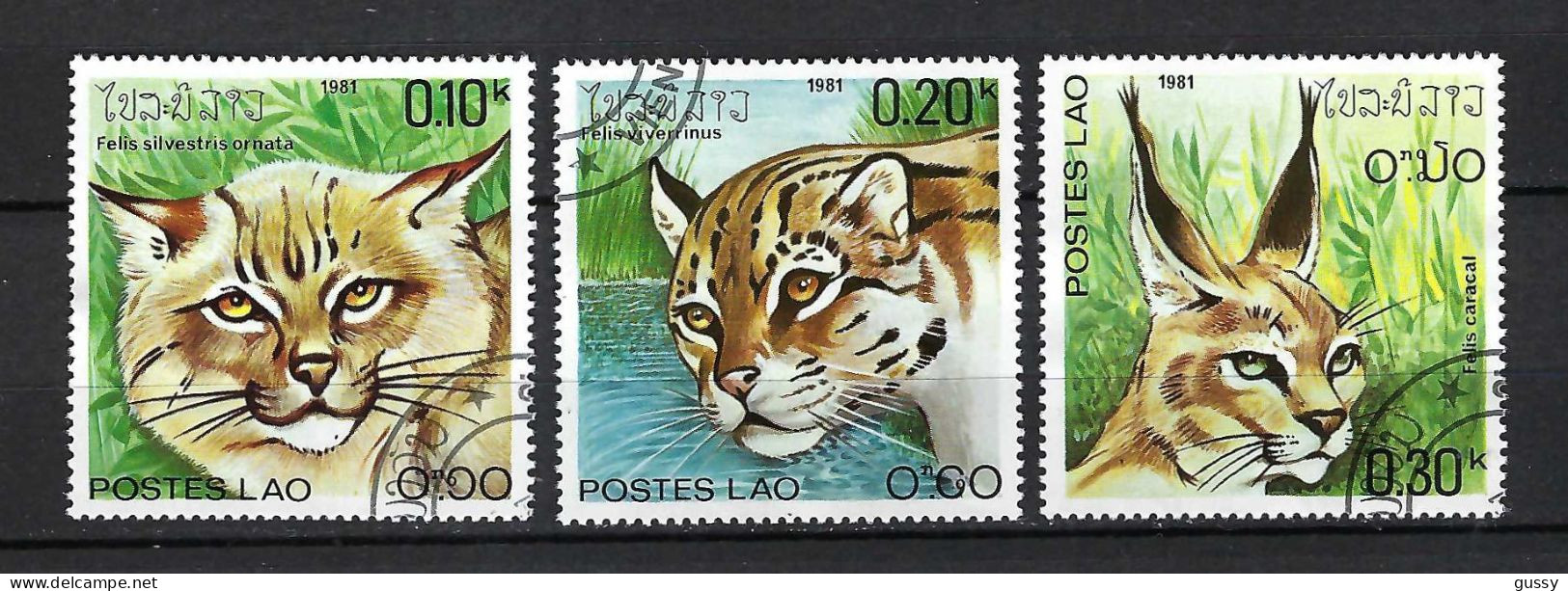 LAOS Ca.1981: Lot D' Obl. "Félins" - Big Cats (cats Of Prey)