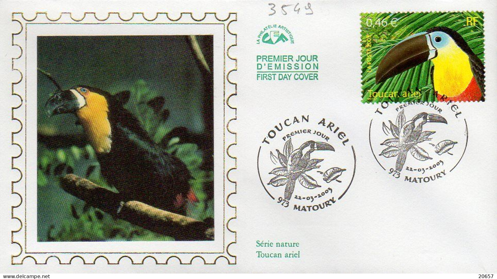 France 3549 Fdc Toucan - Parrots