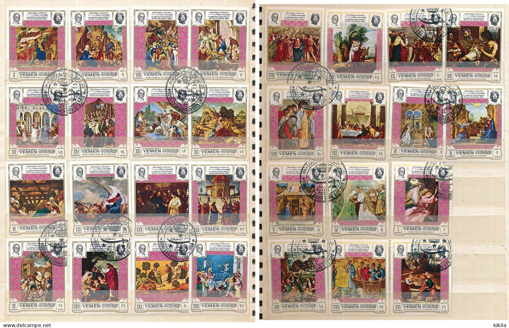 30 Timbres Oblitérés KINGDOM OF YEMEN  III-1 14.15 Scènes De La Vie De Jésus Christ - Le Pape Paul VI à Jérusalem 1964 * - Religione