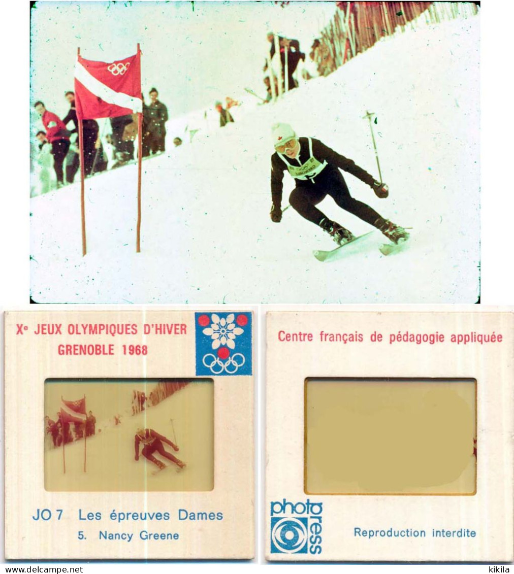 Diapositive N°5 Les Jeux Olympiques D'Hiver Grenoble 1968 JO 7 Les épreuves Dames  NANCY GREENE Olympic Games 68 - Dias