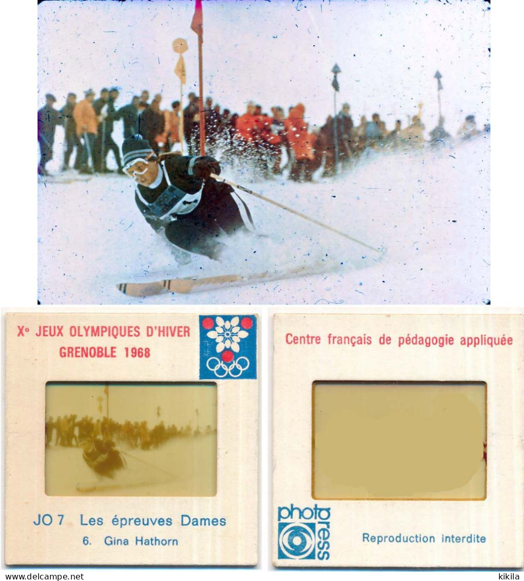 Diapositive N°6 Les Jeux Olympiques D'Hiver Grenoble 1968 JO 7 Les épreuves Dames GINA HATHORN Olympic Games 68 - Dias