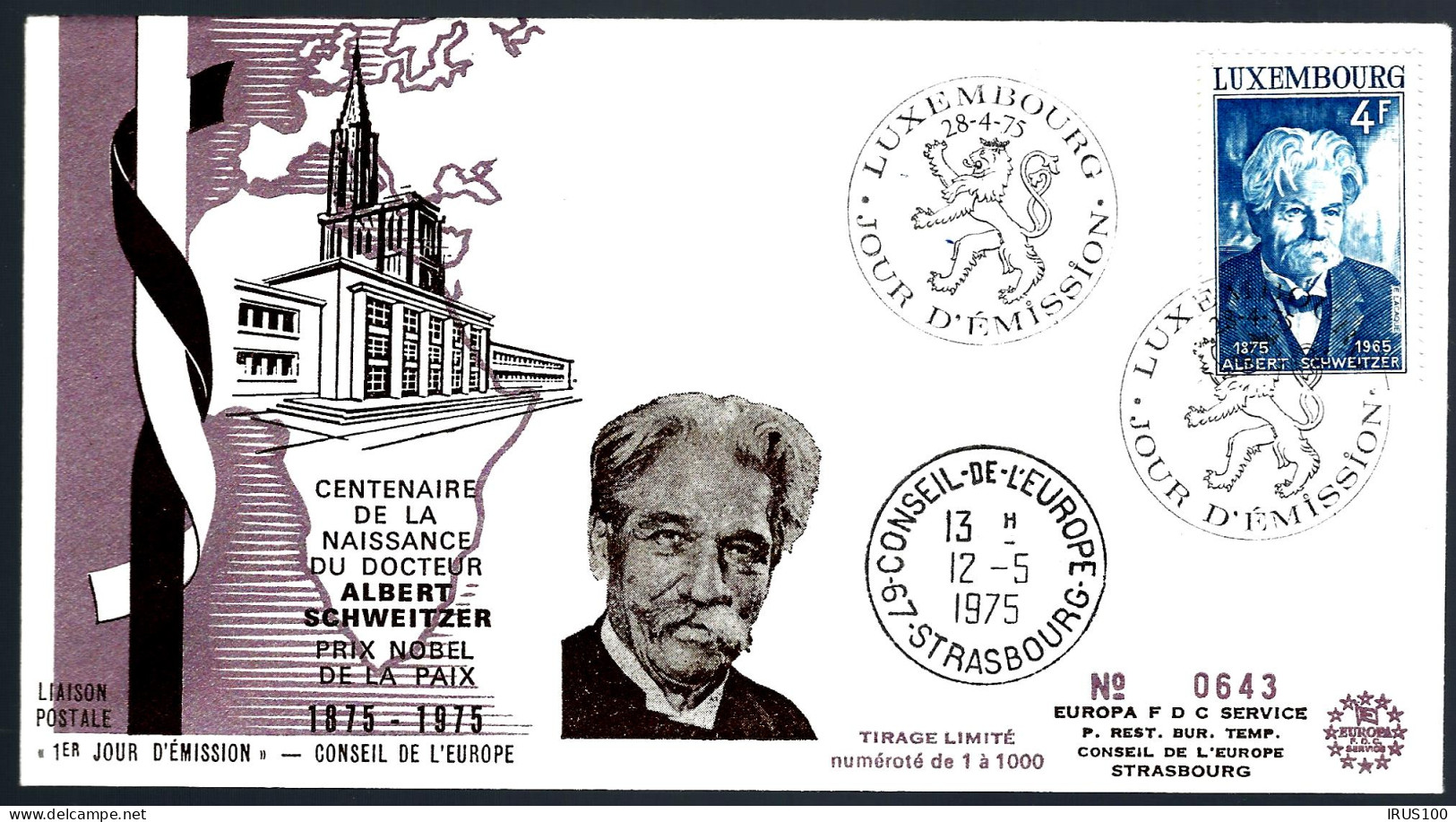 ALBERT SCHWEITZER - LUXEMBOURG - CONSEIL DE L'EUROPE - TIRAGE LIMITÉ  - Albert Schweitzer