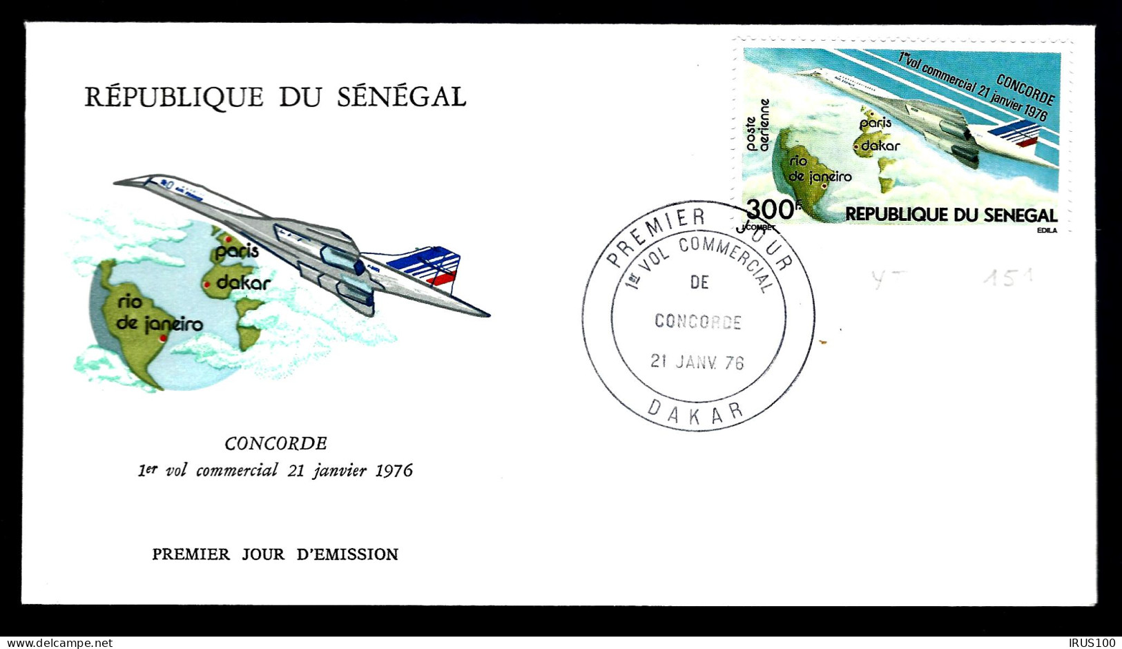 EN PROVENANCE DU SÉNÉGAL - CONCORDE 1ER VOL - 1976 -  - Vliegtuigen