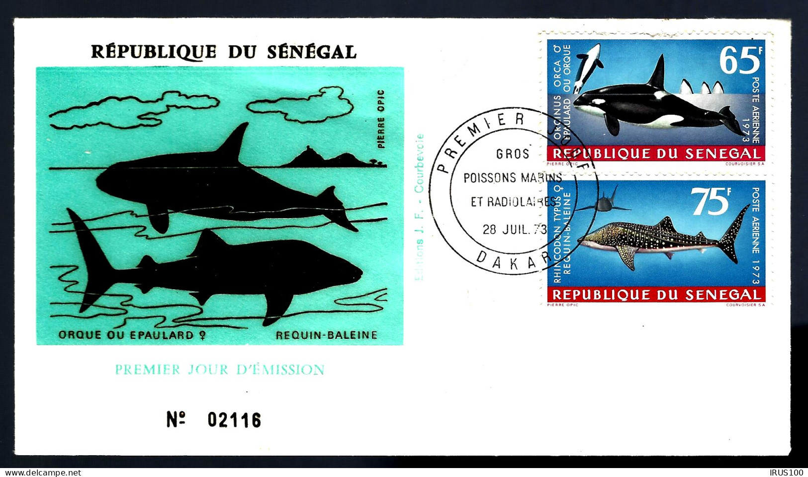 EN PROVENANCE DU SÉNÉGAL - BALEINES - GROS POISSONS MARINS ET RADIOLAIRES - 1973 -  - Ballenas