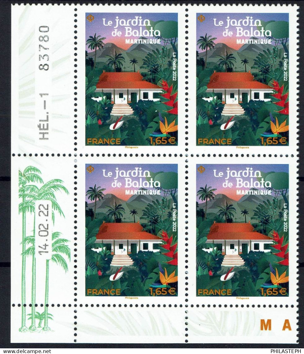 FRANCE 2022 - Le Jardin Botanique De Balata - Martinique - Bloc De 4 Coin Daté - YT 5578 Neuf ** - 2020-…