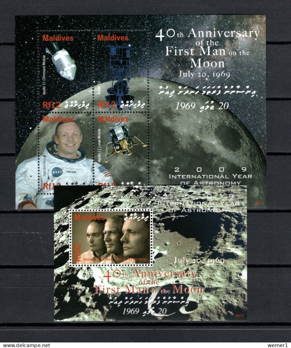 Maldives 2009 Space 40th Anniversary Of Apollo 11 Moonlanding Sheetlet + S/s MNH - Asia