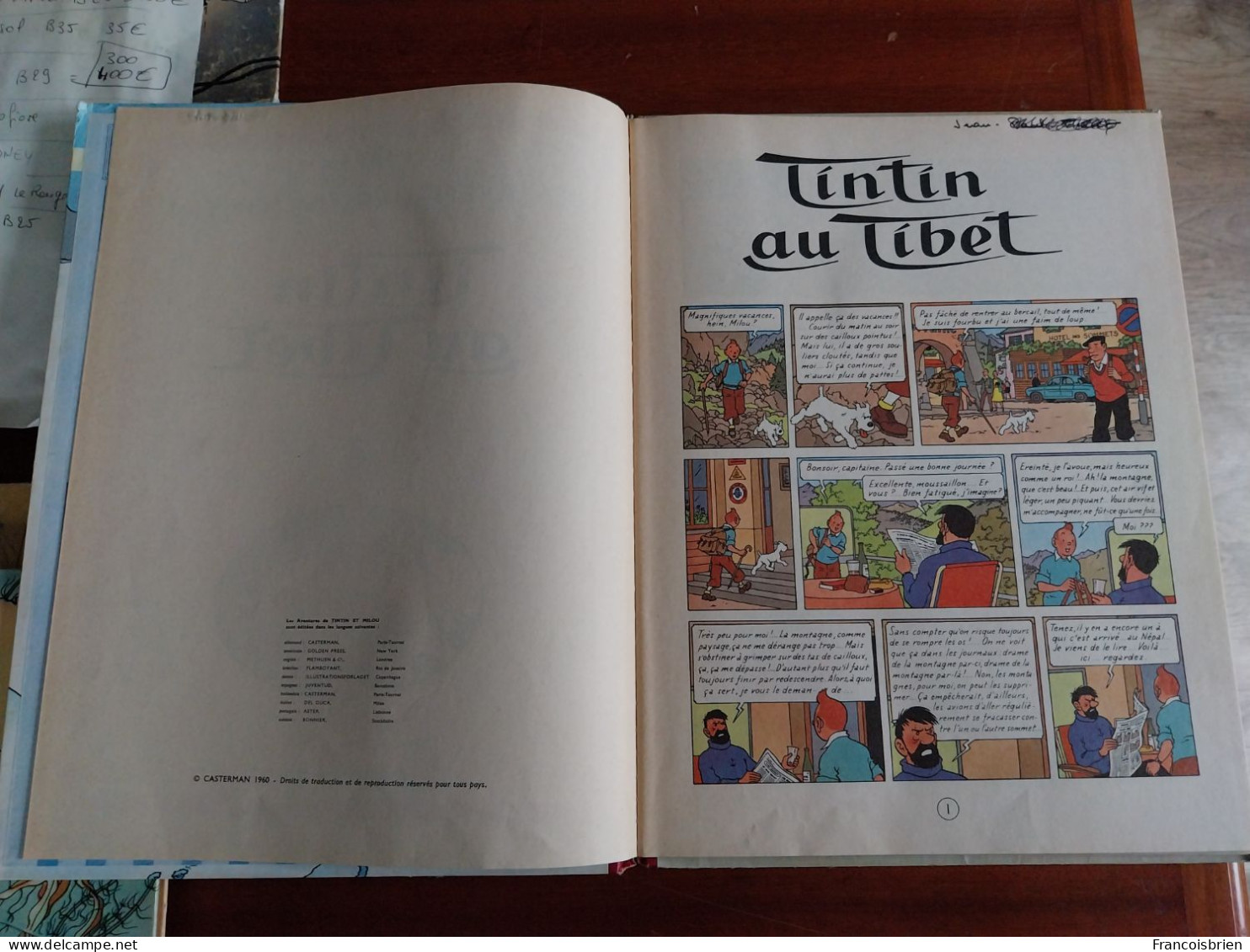 Tintin Ancien , Tintin Au Tibet B29 EO Mention Redoutable 9 - Original Edition - French