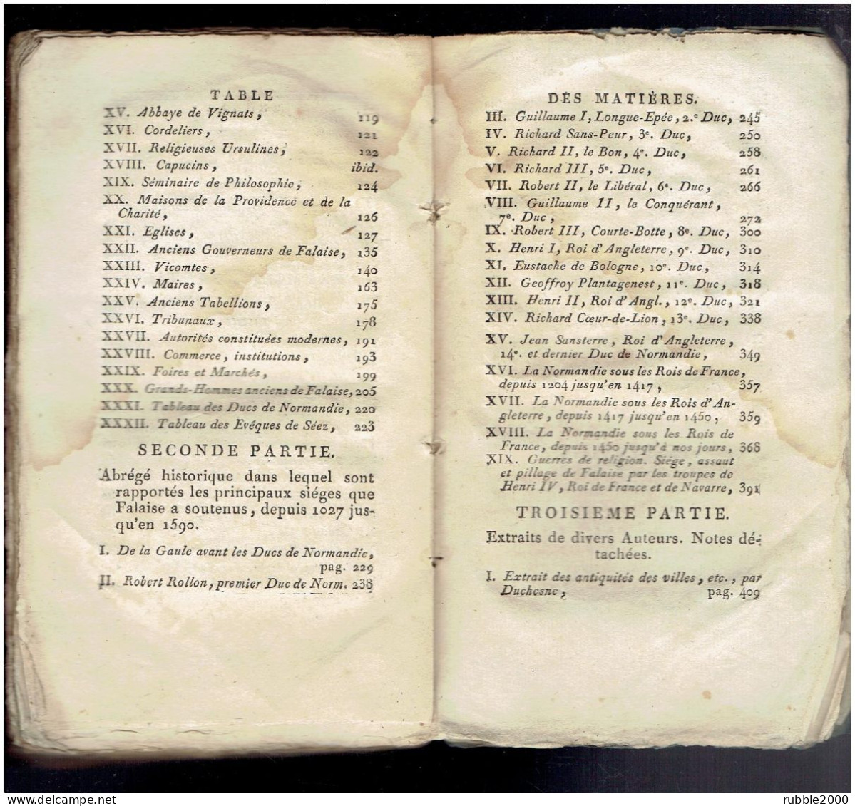 1814 RECHERCHES HISTORIQUES SUR FALAISE CALVADOS PAR LANGEVIN PRETRE CHEZ BREE IMPRIMEUR LIBRAIRE PLACE TRINITE - 1801-1900