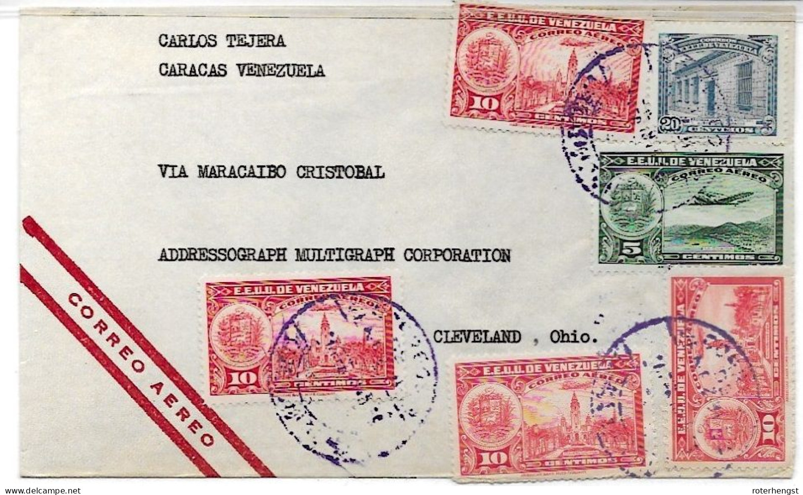 Venezuela Airmail Caracas To Cleveland USA - Venezuela