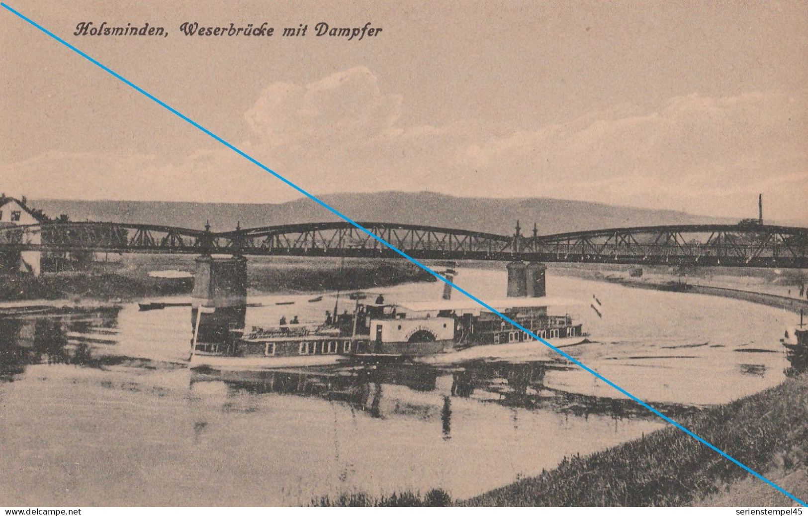 Ak Holzminden Weserbrücke Mit Dampfer Ungelaufen - Holzminden