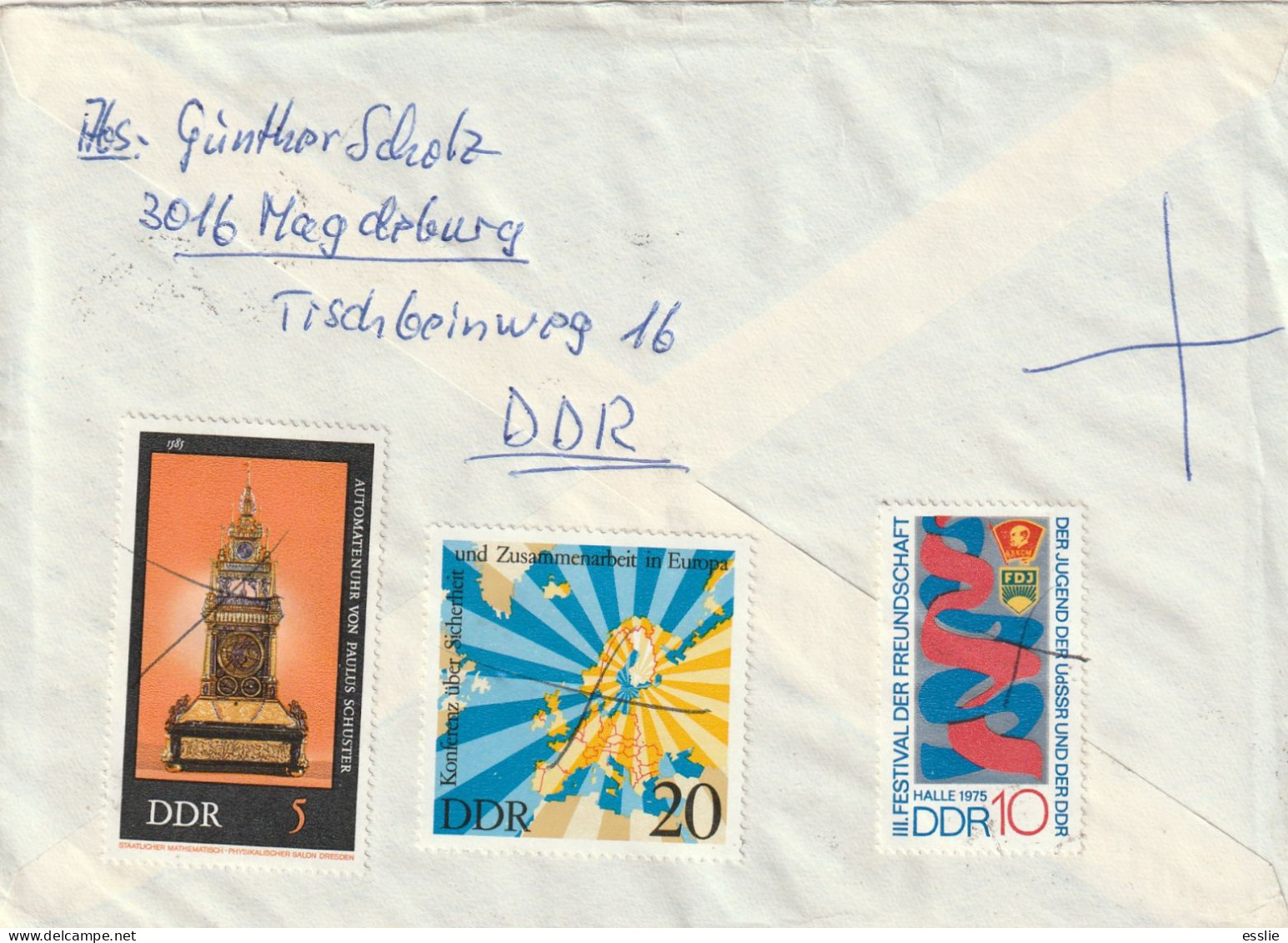 Germany DDR Cover Einschreiben Registered - 1975 - Clocks Friendship Festival Of Russian And German Youths - Covers & Documents