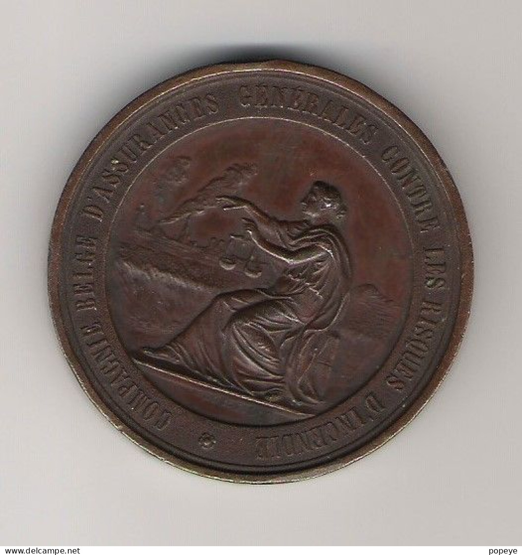 Médaille En Bronze Compagnie D'assurances ( Antoine Fisch 1827-1892 ) - Professionali / Di Società