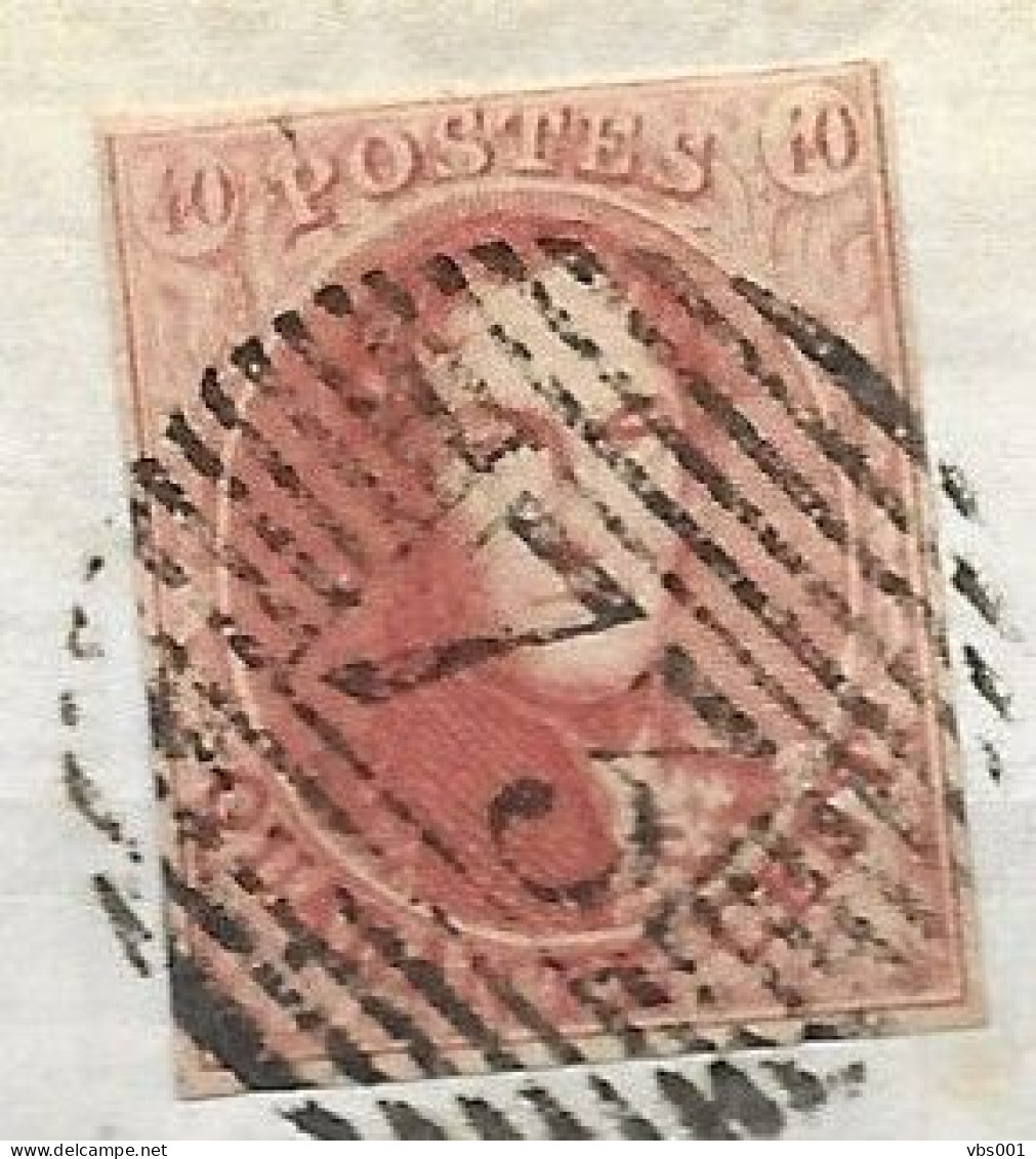 OBP12 Op Brief Uit 1863 Verzonden Liege (P73) Naar Lyon, Met Vertrek- Doorgang- En Aankomststempel - 1858-1862 Medaillen (9/12)