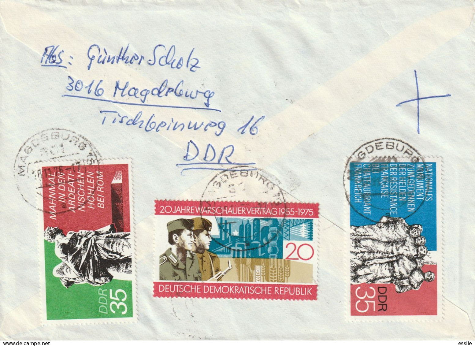 Germany DDR Cover Einschreiben Registered - 1974 1975 - Warsaw Treaty War Memorials Paintings In Berlin Museums - Lettres & Documents