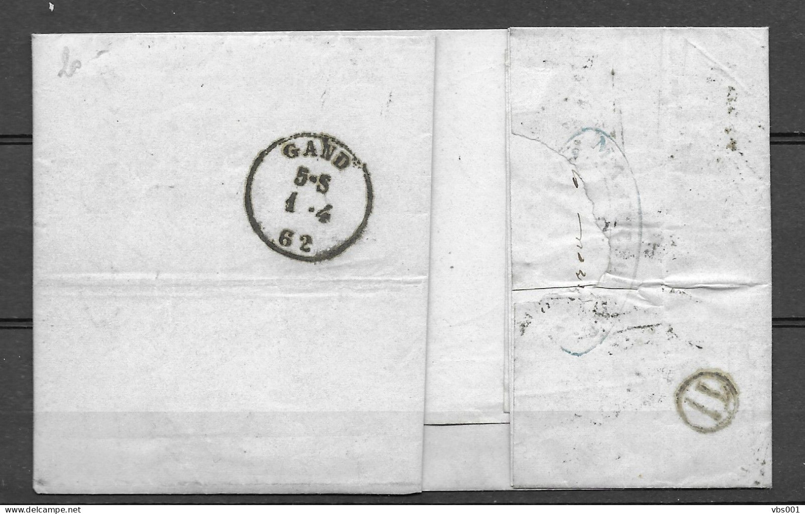 OBP11 Op Brief Uit 1862 Verzonden Bruxelles (P24 8B) Naar Gand, Met Vertrek- En Aankomststempel - 1858-1862 Medaillen (9/12)