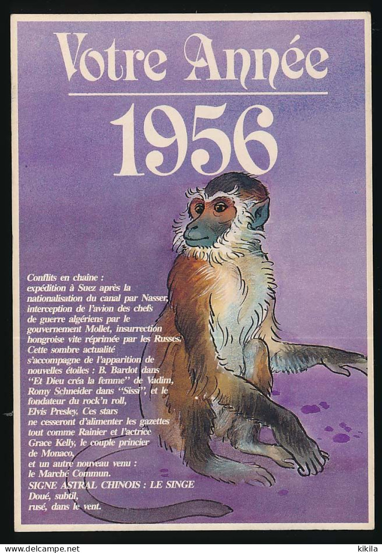 CPSM / CPM 10.5 X 15 Votre Année 1956 Signe Astral Chinois LE SINGE Avec Divers événements Intervenus Cette Année Là - Astrology