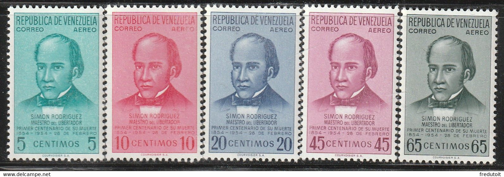 VENEZUELA - PA N°561/5 ** (1954) Simon Rodriguez - Venezuela