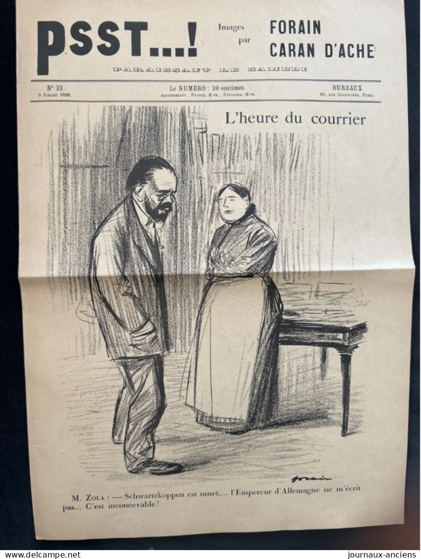1898 Journal " PSST...! " AFFAIRE DREYFUS - Emile ZOLA - L'HEURE DU COURRIER - LUDUS PRO PATRIA - CARAN D'ACHE - FORAIN - 1850 - 1899