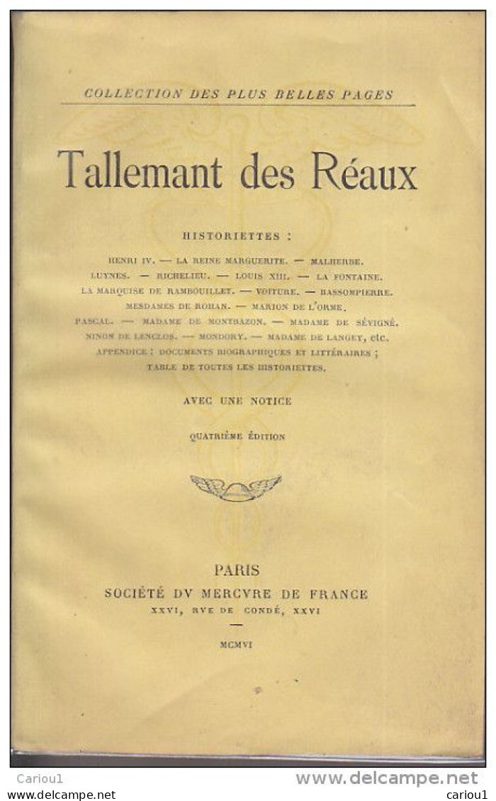 C1 TALLEMANT Des REAUX HISTORIETTES 1906 Grand Siecle LOUIS XIV Remy De GOURMONT Port Inclus France - 1901-1940