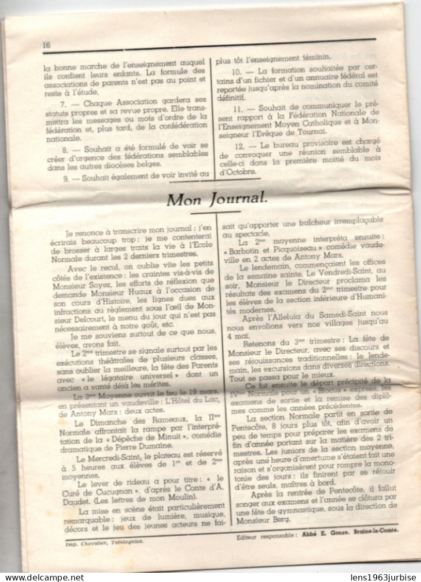 Bulletin Des Anciens De L'Ecole Normale  , Braine Le Comte ( 1954 ) - 1950 - Heute