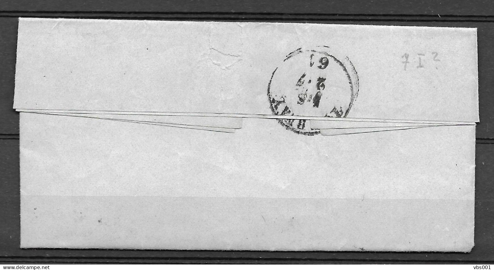 OBP10 Op Brief Uit 1861 Verzonden Courtrai (P29) Naar Tournai, Met Vertrek- En Aankomststempel - 1858-1862 Médaillons (9/12)