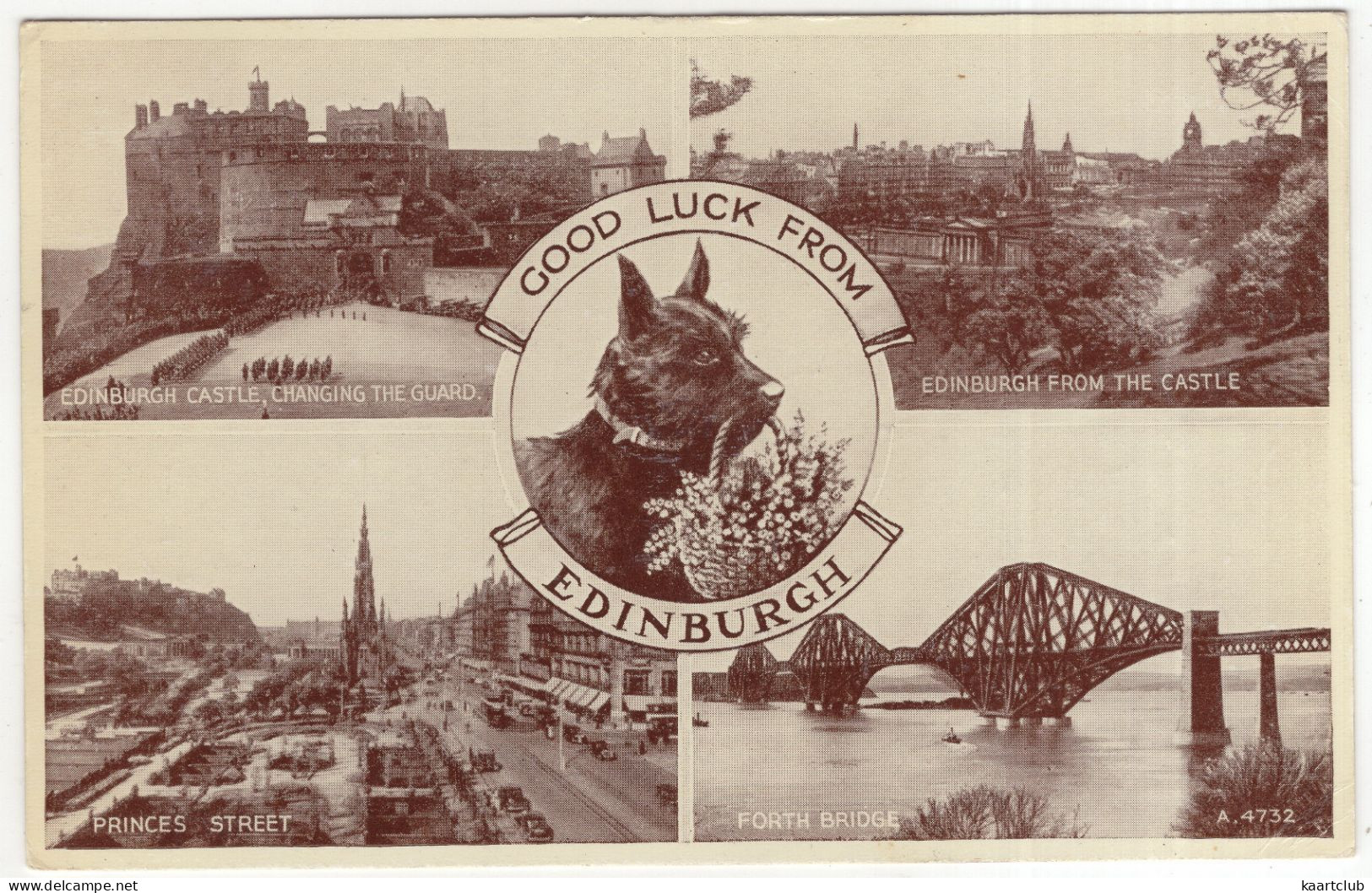 Good Luck From Edinburgh - (Scotland, U.K.) - Dog Bouvier - 1951 - Valentine's Postcard - Midlothian/ Edinburgh