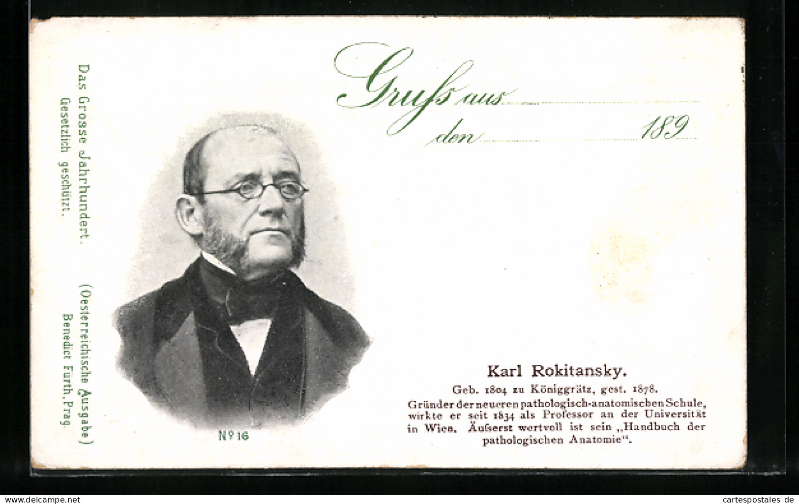 AK Karl Rokitansky, Portrait Des Pathologen  - Personaggi Storici