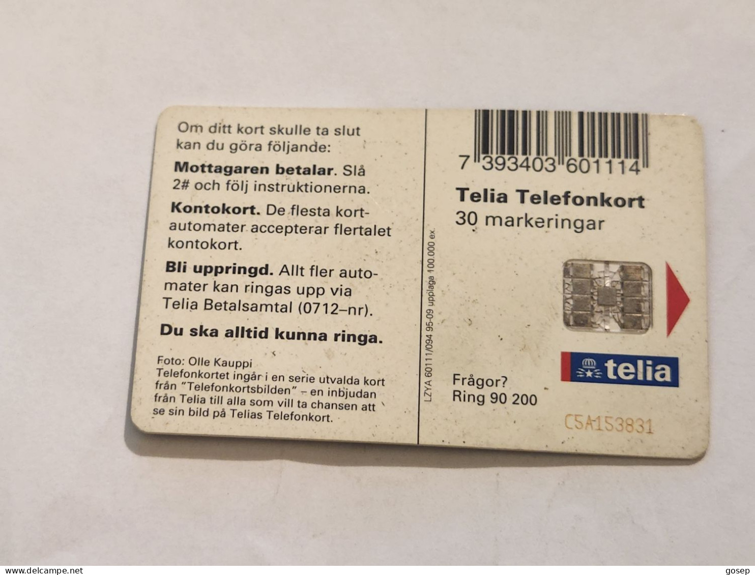 SWEDEN-(SE-TEL-030-0094)-Bird 1 Lapland OWL-(13)(Telefonkort 30)(tirage-100.000)(C5A153831)-used Card+1card Prepiad Free - Suède