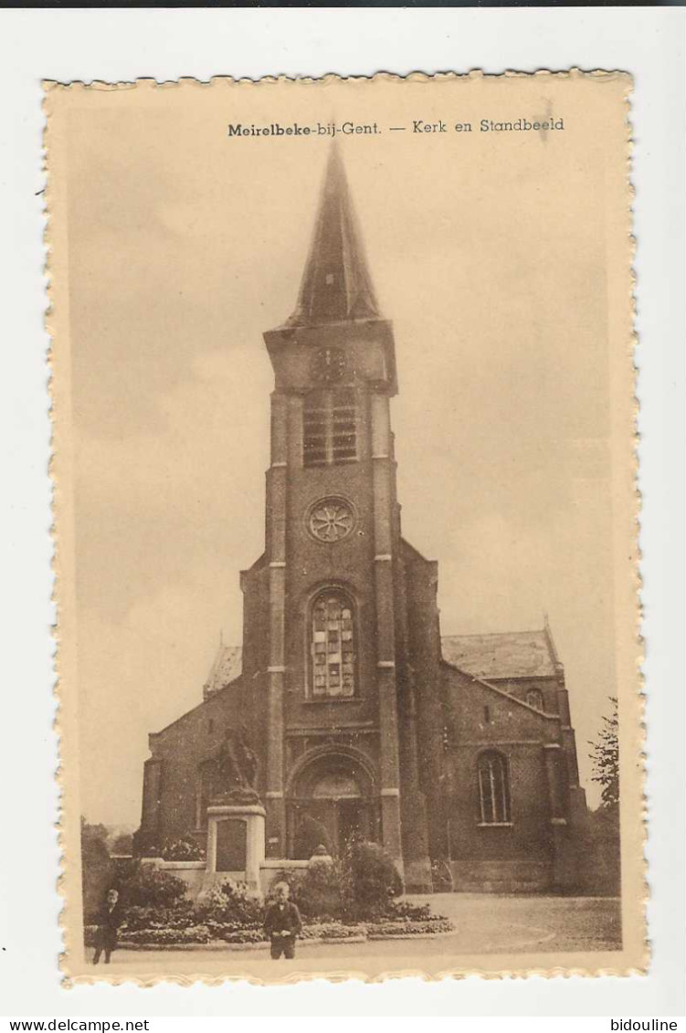 CPA-MEIREBEKE " Kerk En Standbeeld " - Merelbeke