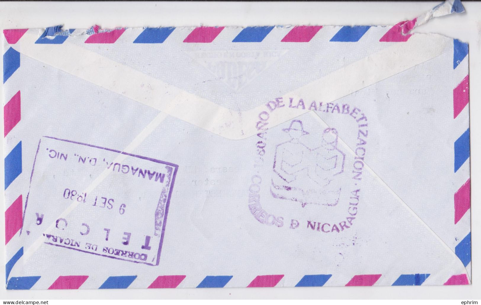 Nicaragua Lettre Timbre Tortue Tortoise Turtle  Stamp Air Mail Cover Correo Aereo Sello Ano De La Alfabetizacion 1980 - Nicaragua