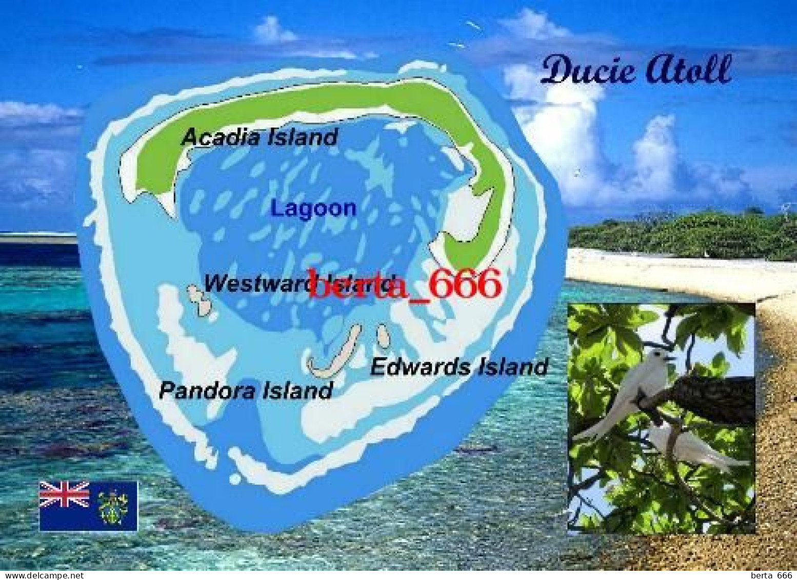 Pitcairn Ducie Island Map Postcard * Carte Geographique * Landkarte - Pitcairn Islands