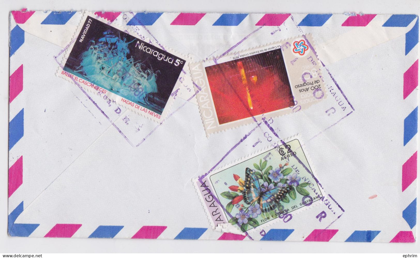 Nicaragua Lettre Timbre Papillon Butterfly Washington Ballet Stamp Short Air Mail Cover Correo Aereo Sello 1980 - Nicaragua