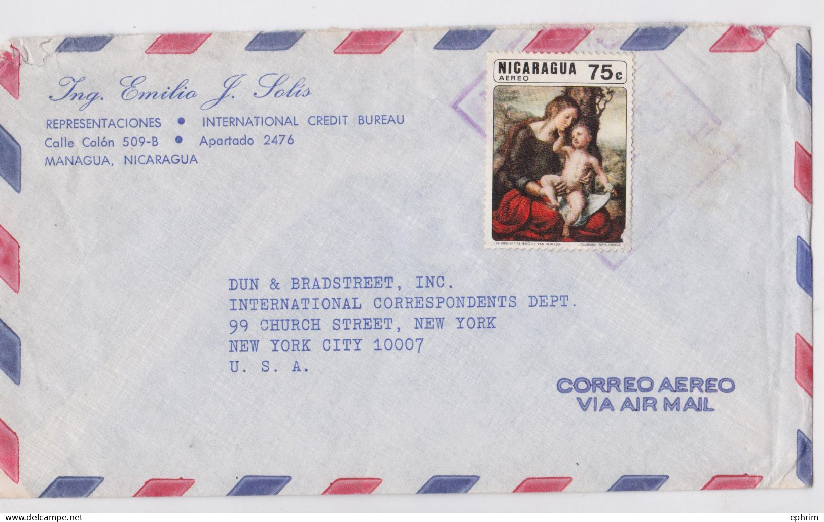 Nicaragua Lettre Timbre Stamp Short Air Mail Cover Correo Aereo Sello - Nicaragua