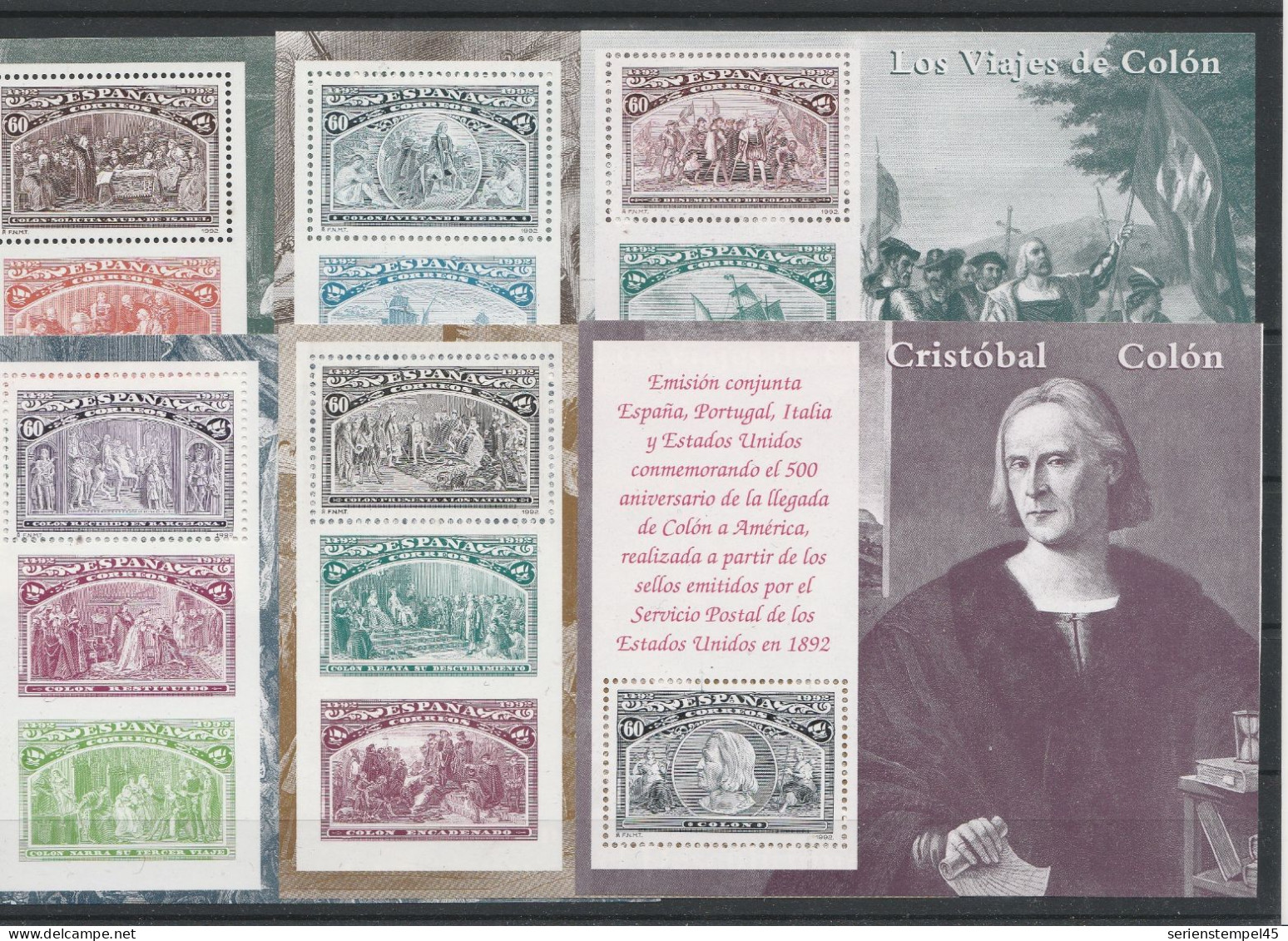 Motive  Persönlichkeiten  Christoph Kolumbus 6 Blocks Von Spanien ** 1992 Bl 45 - 50 - Christopher Columbus