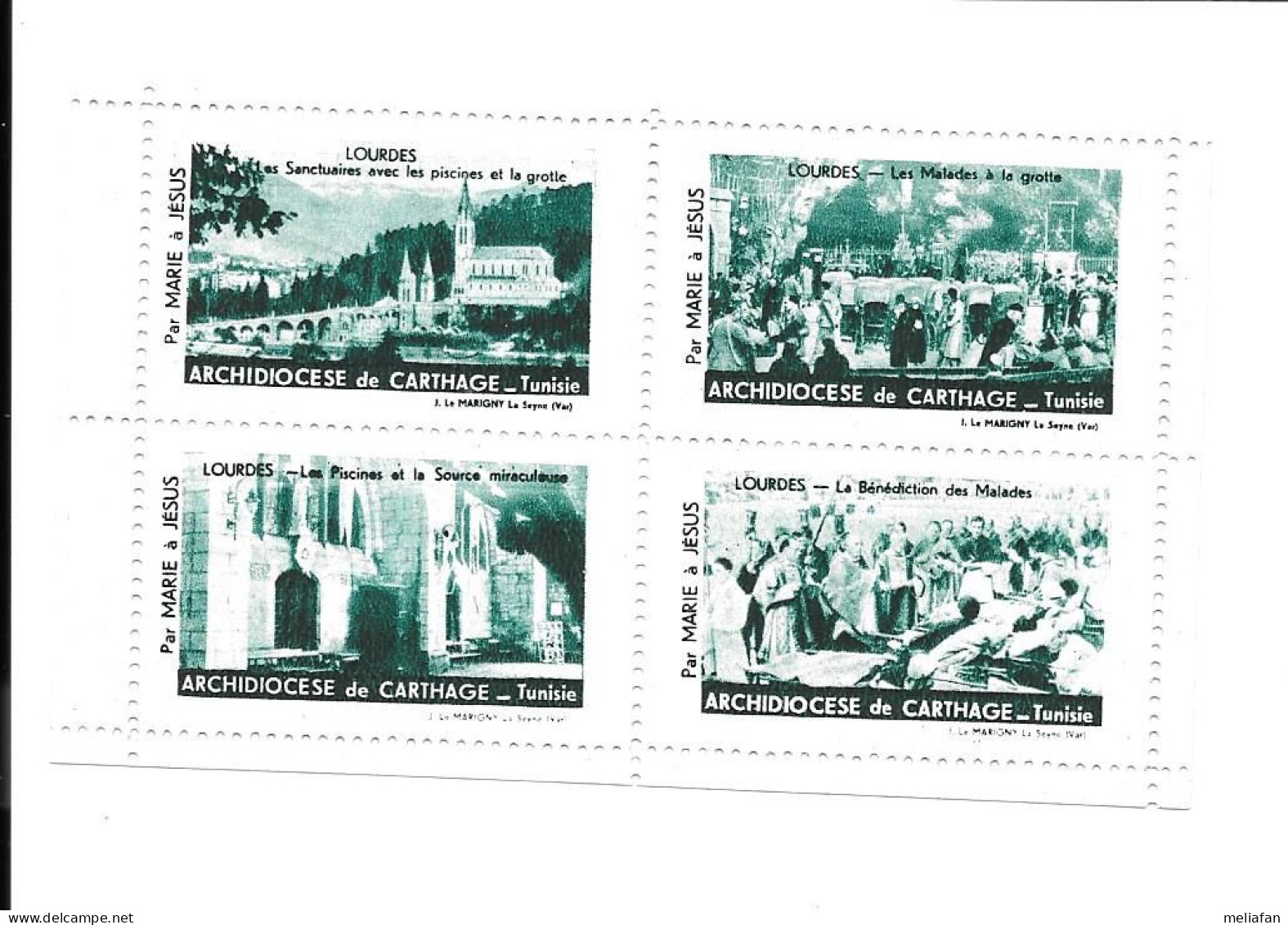 KB753 - BLOC 4 VIGNETTES ARCHIDIOCESE DE CARTHAGE - PELERINAGE DE LOURDES - Blokken & Postzegelboekjes