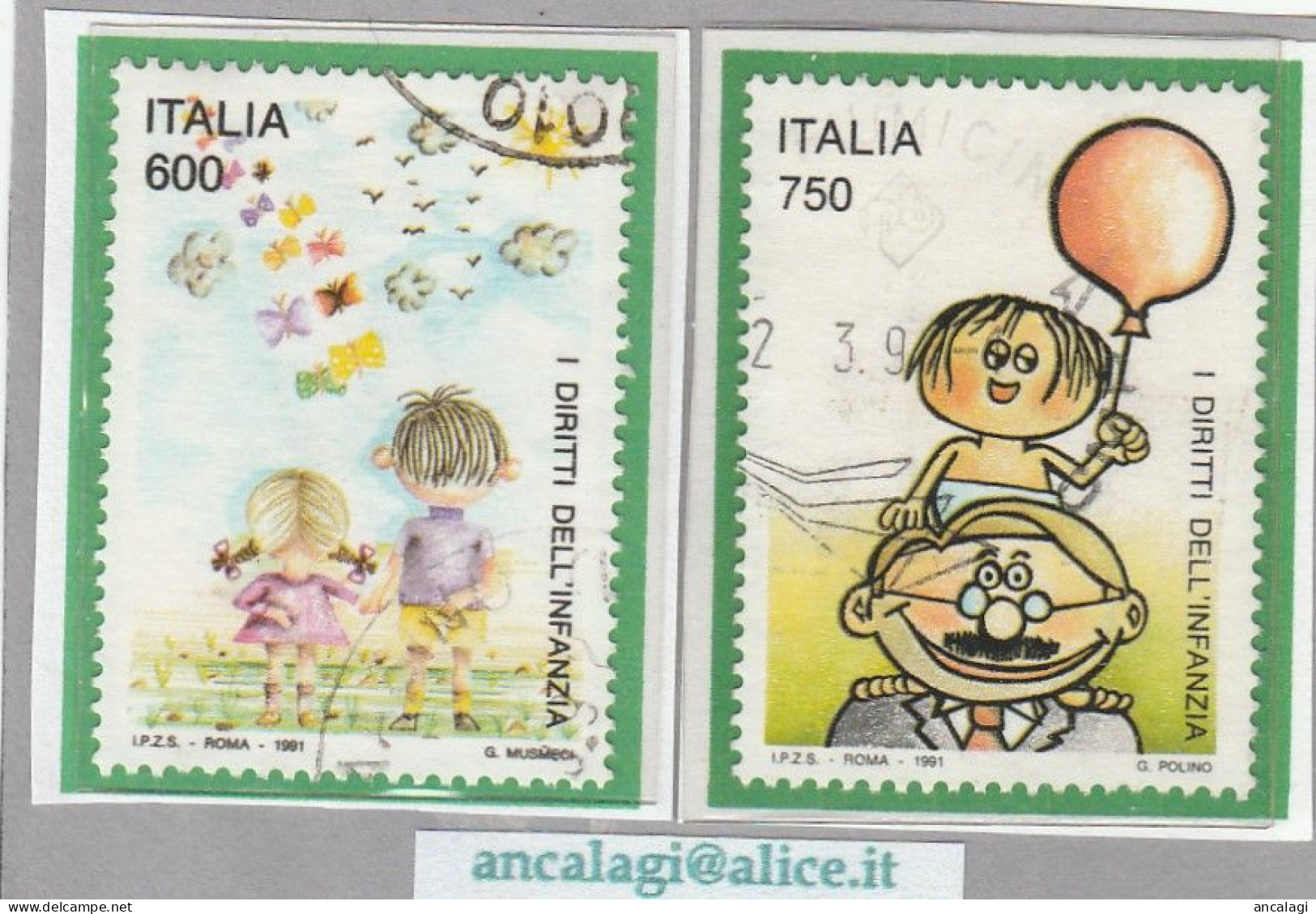 USATI ITALIA 1991 - Ref.0638 "DIRITTI DELL'INFANZIA" Serie Di 2 Val. - - 1991-00: Gebraucht