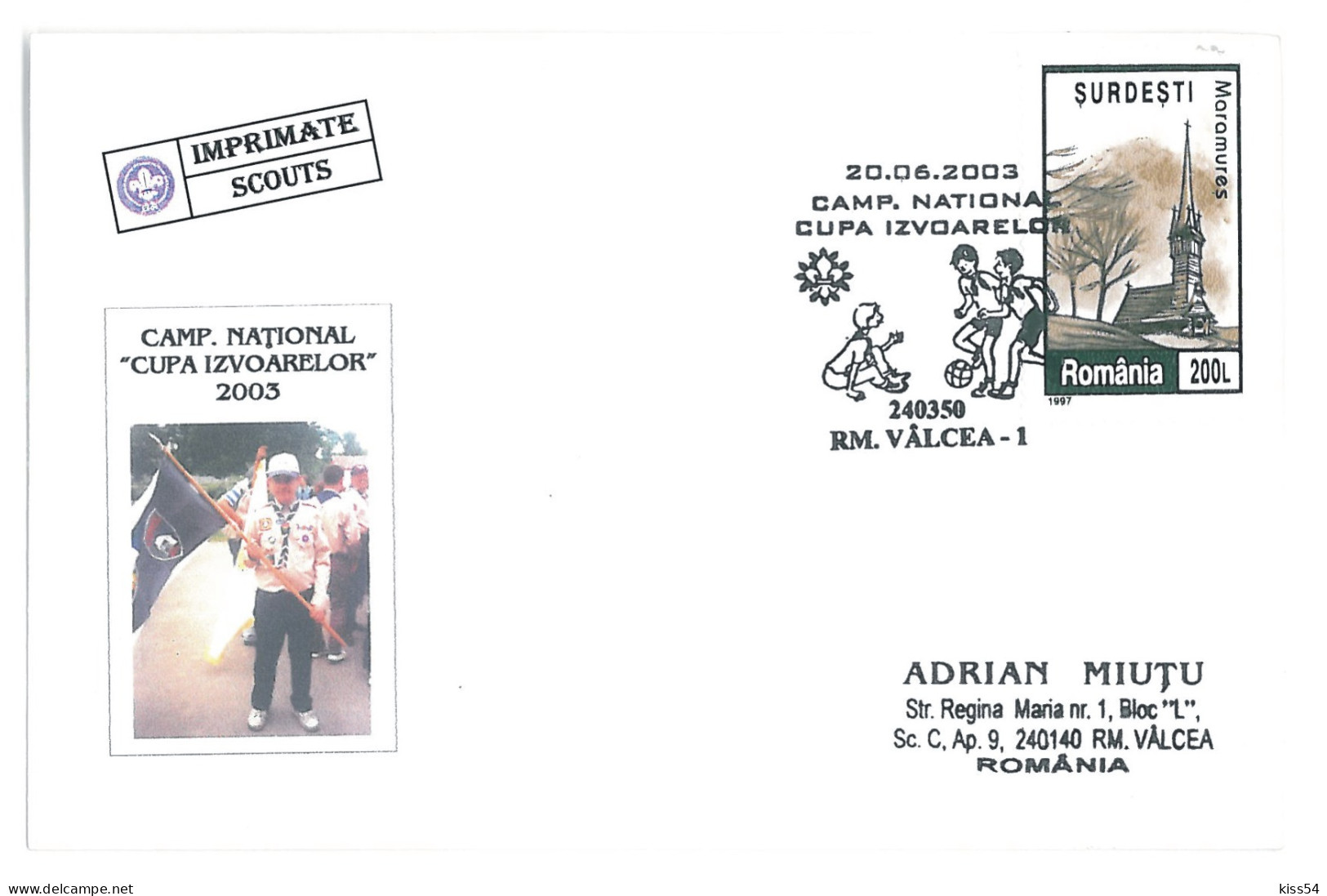 SC 51 - 1281 Scout ROMANIA - Cover - Used - 2003 - Covers & Documents