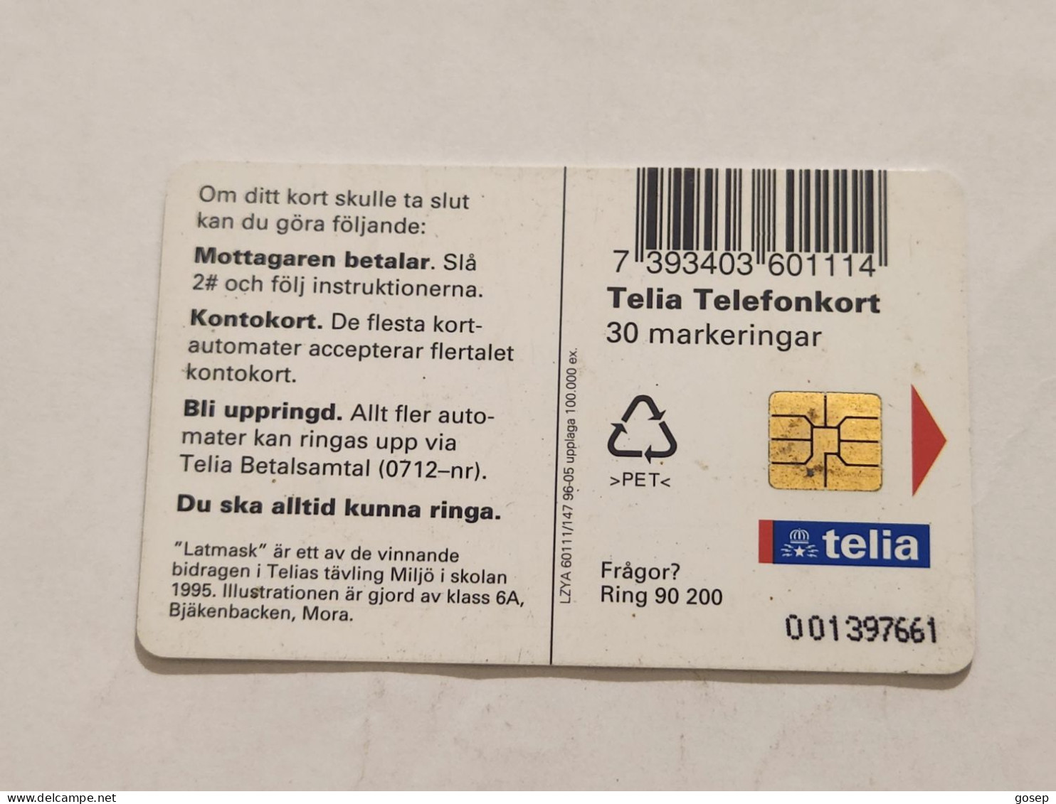 SWEDEN-(SE-TEL-030-0147)-Hammock-Hängmatta-(16)(Telefonkort 30)(tirage-100.000)(001397661)-used Card+1card Prepiad Free - Svezia