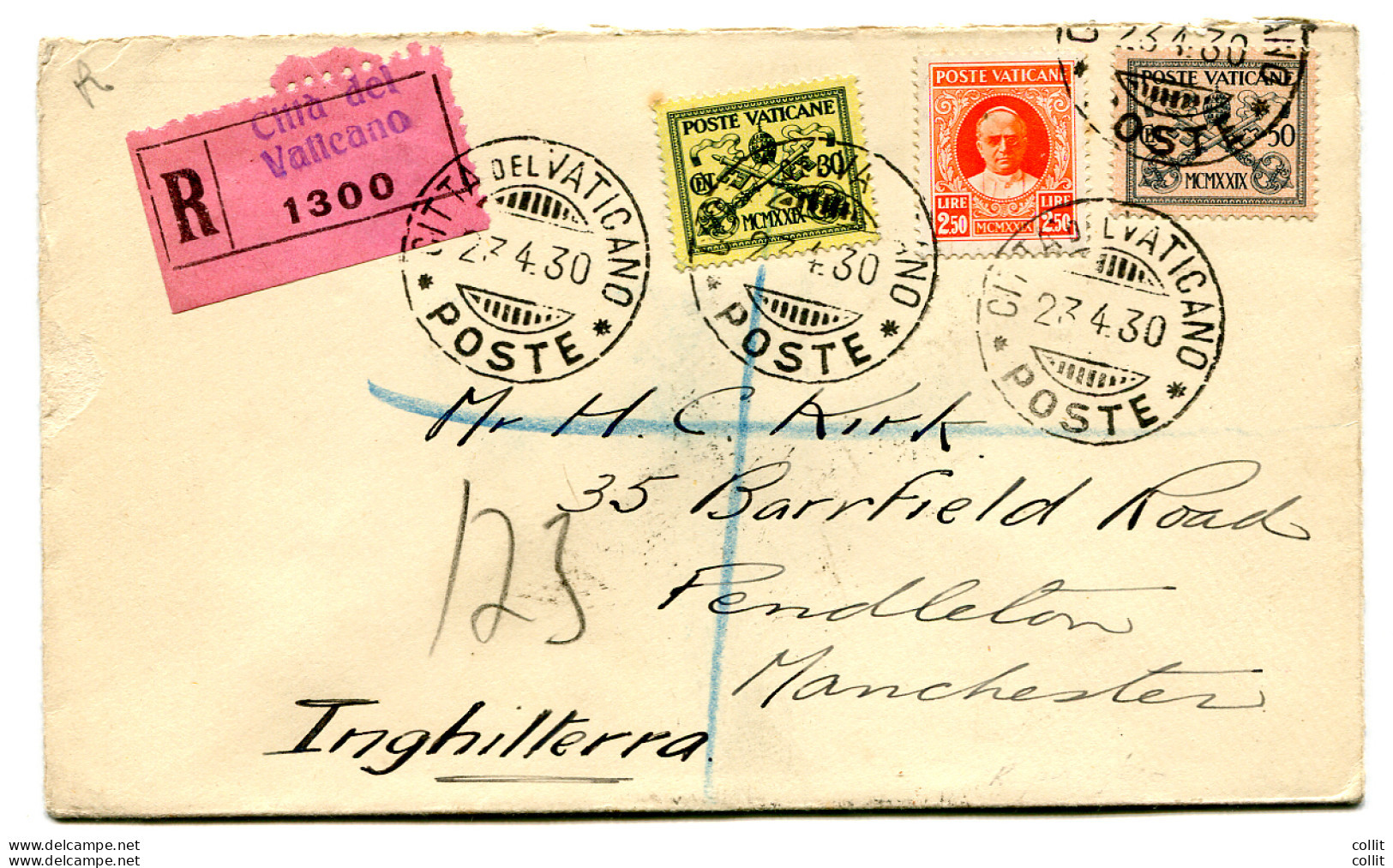 Conciliazione - Busta Raccomandata Per L'estero - Unused Stamps