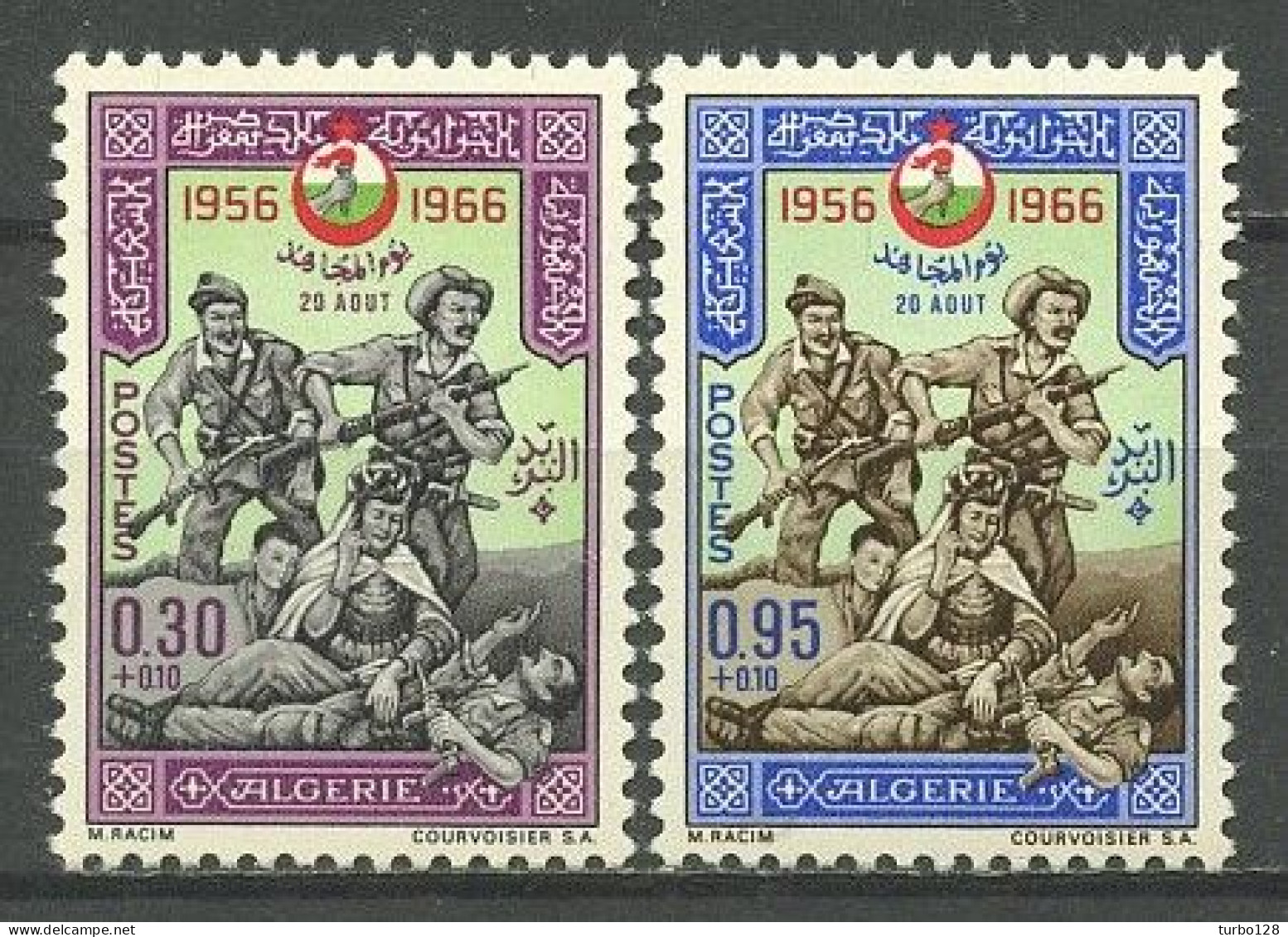 ALGERIE 1966 N° 428/429 ** Neufs MNH Superbes C 3.50 € Journée Du Combattant Soldats Armes - Algeria (1962-...)