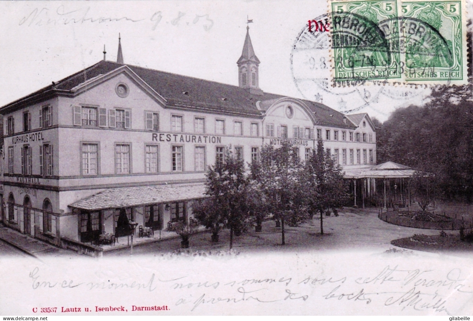 67 -  Bas Rhin -  NIEDERBRONN Les BAINS  - Kurhaus Hotel -  Restaurant  - 1903 - Niederbronn Les Bains