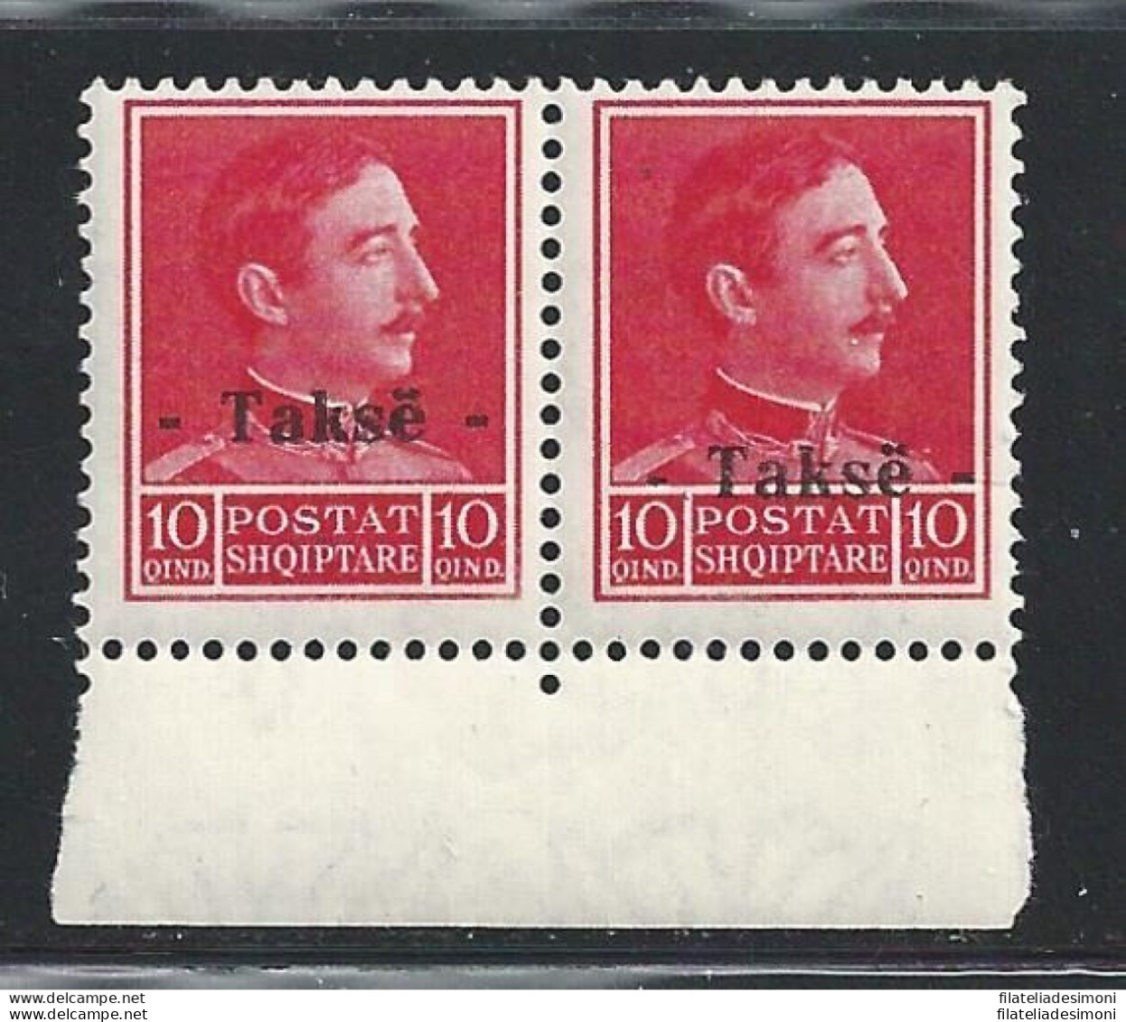 1936 ALBANIA - Squiperia, Tasse N° 34A/34B Coppia Due Tipi Di Sovrastampa MNH/* - Albania