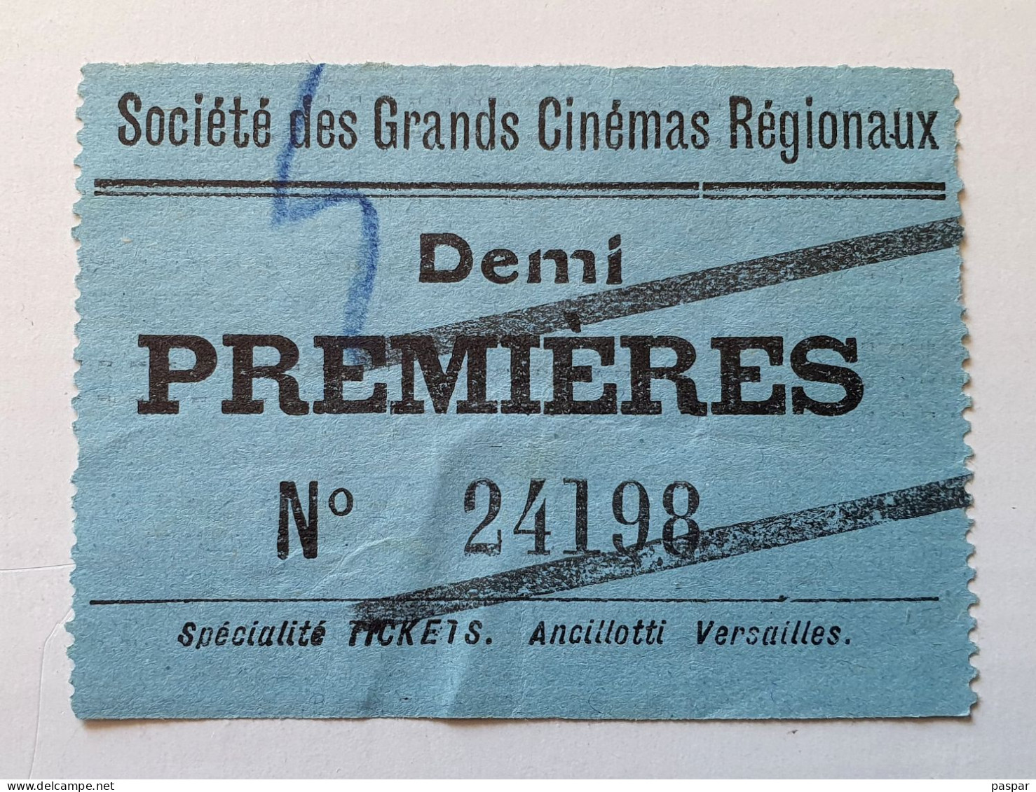 Ticket Billet Cinéma Dijon Années 1930 Ou 1940 Société Des Grands Cinémas Régionaux Demi Premières Ancillotti - Tickets - Vouchers