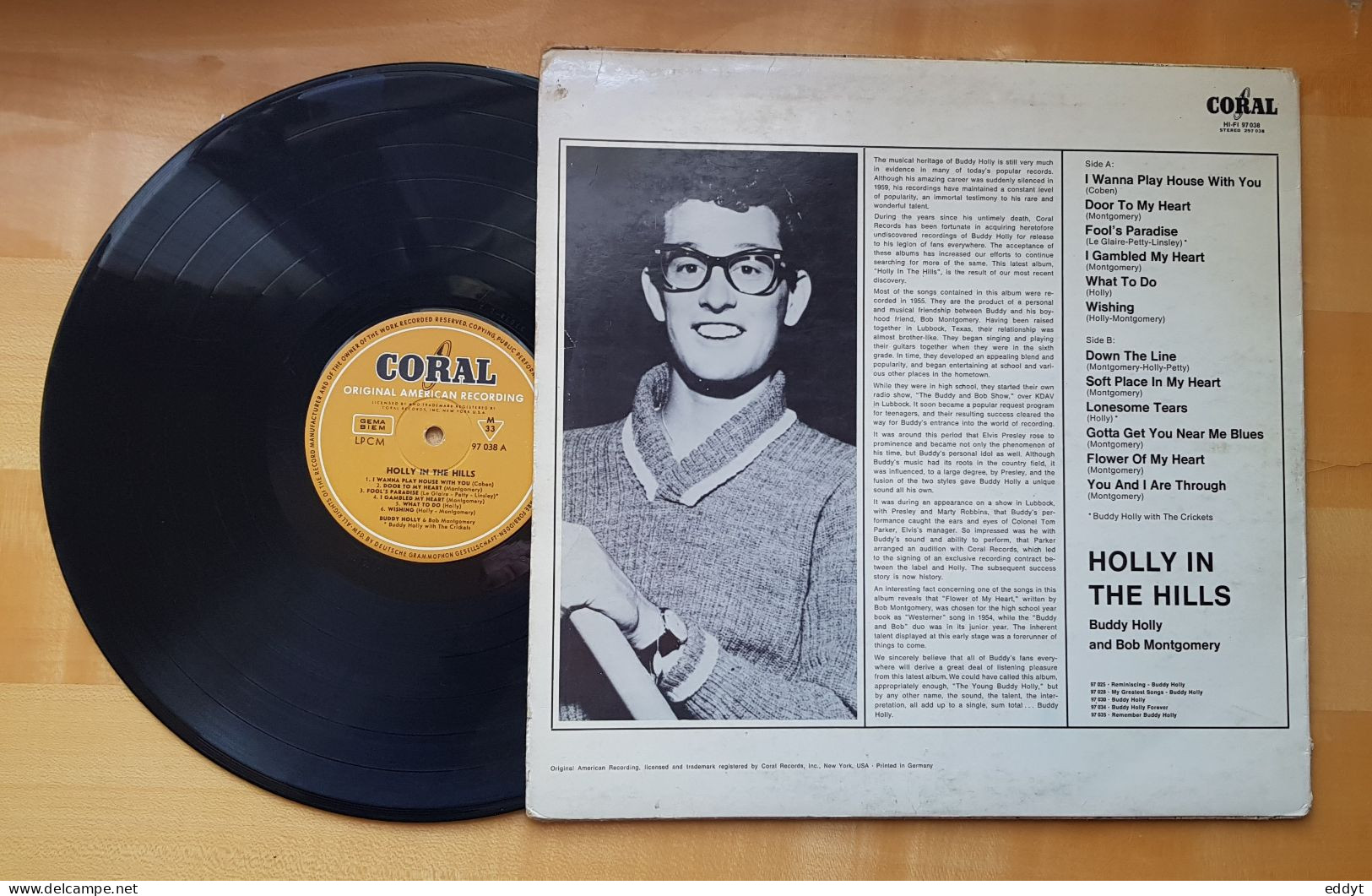 Vinyle Disque 33T - BUDDY HOLLY & Bob Montgomery  - Holly In The Hills - TBE - Rock