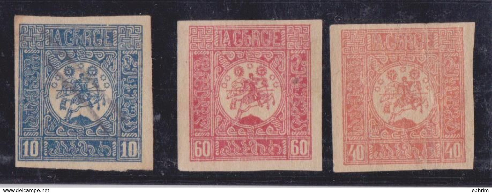 La Georgie Russie Timbre Ancien Georgia Russia Old Stamp Lot De 3 Timbres Alte Briefmarke Georgien 1919 (?) - Géorgie