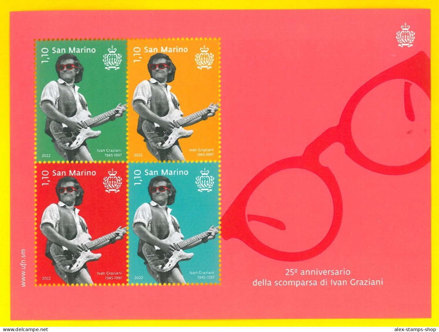 SAN MARINO 2022 Foglietto Ivan Graziani - Musicista - Cantante - New Minisheet - Unused Stamps