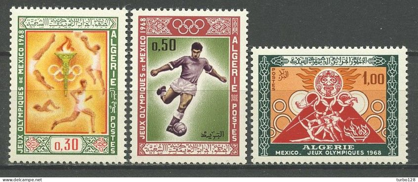 ALGERIE 1968 N° 474/476 **  Neufs MNH Superbe C 4.50 €  Sports JO De Mexico Football Gymnastique Natation - Algeria (1962-...)